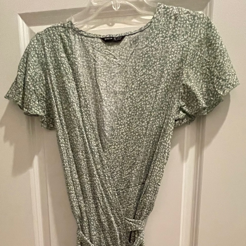 Sage Green wrap midi dress size M